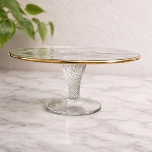 9" Crystal Cake Pedestal Gold Rim Twisted Stem | Luxury Event Display Stand Pro!